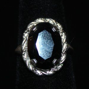 Beautiful Vintage Smokey Quartz ring, stamped STERLING, 1940's, Stunning